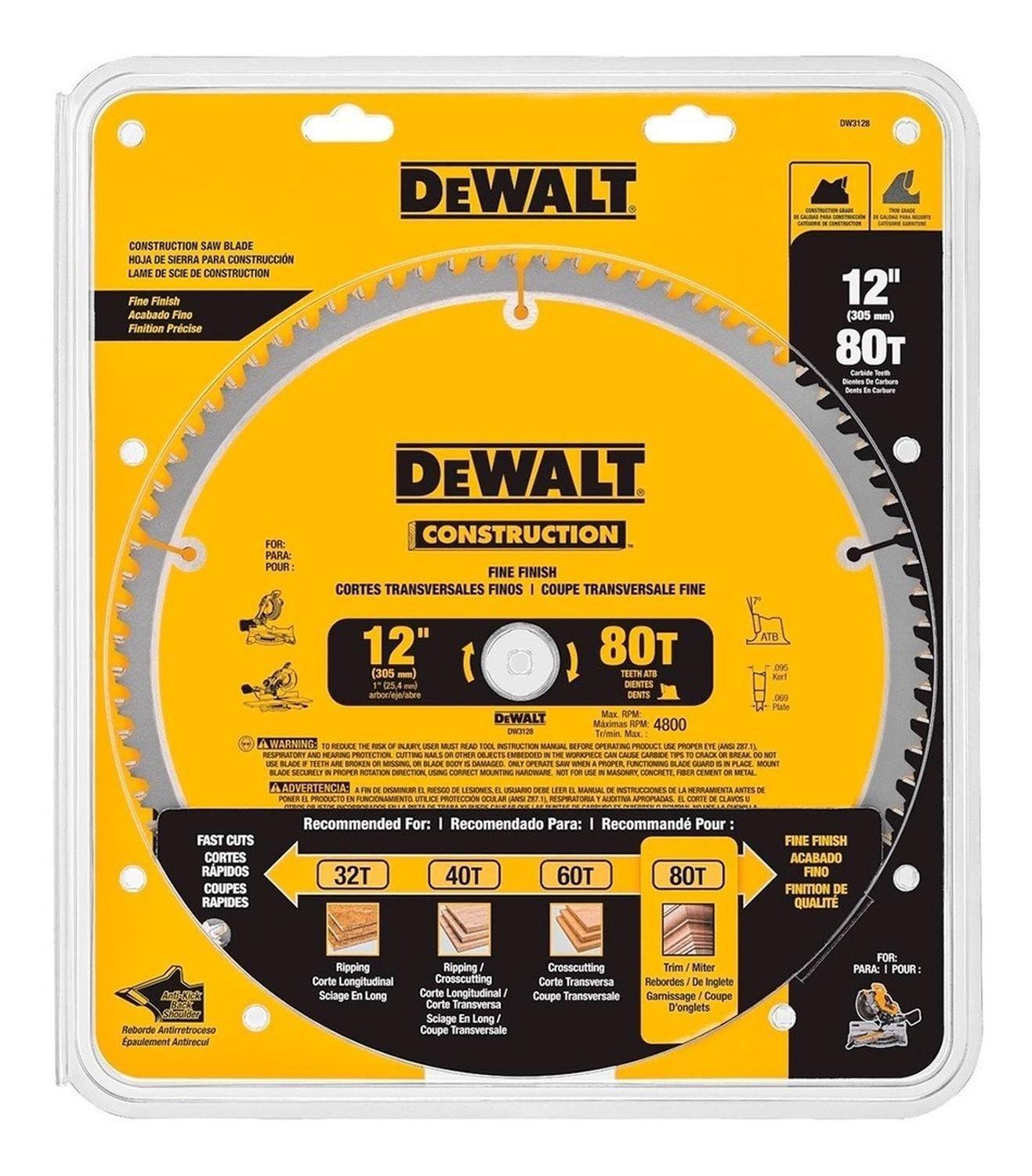 Disco 12 Pulgadas 80 Dientes Dewalt Dw3128-1