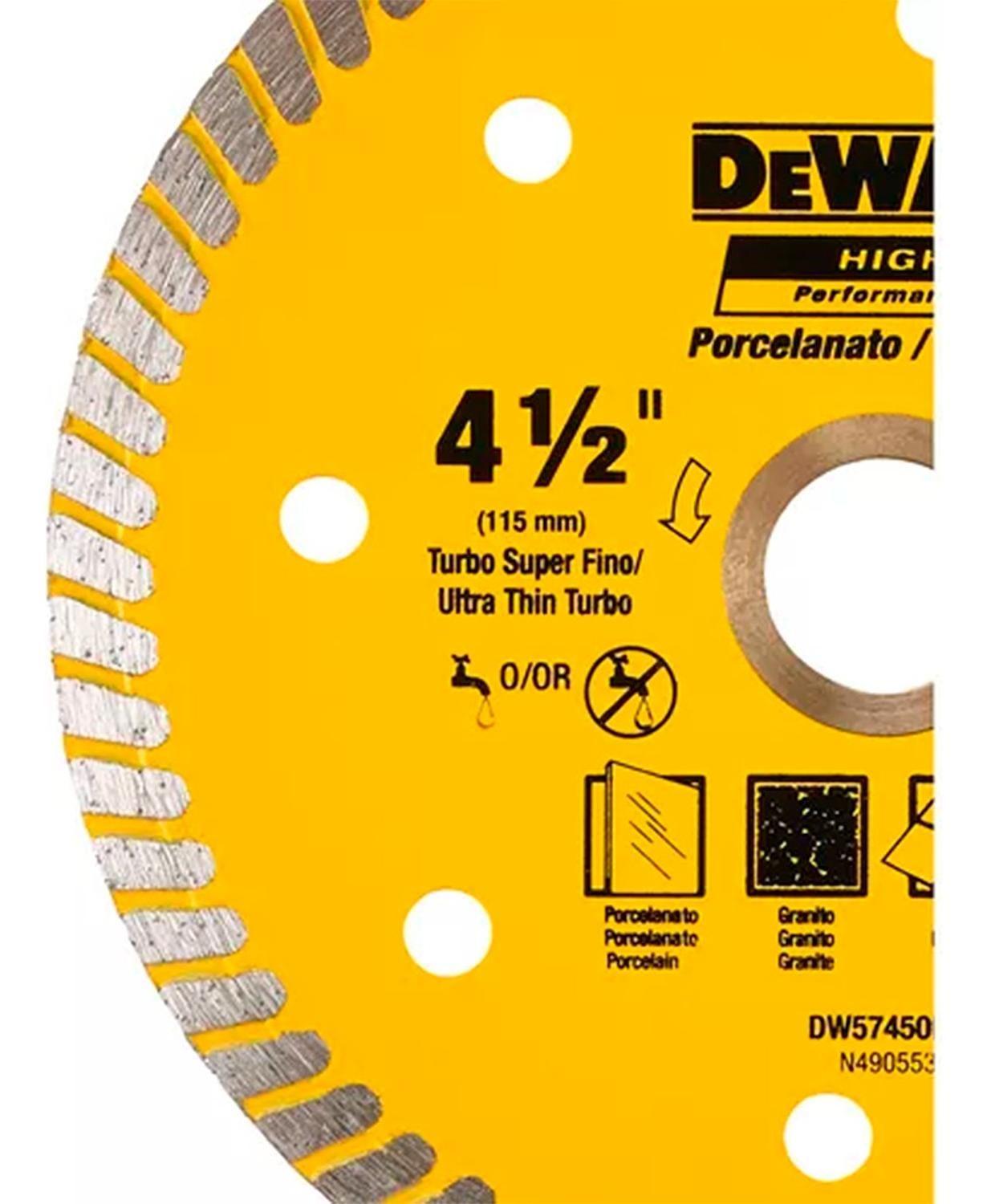 Disco Diamantado Ranurado Porcelanato 4 1/2 Dewalt Dw57450hp-2