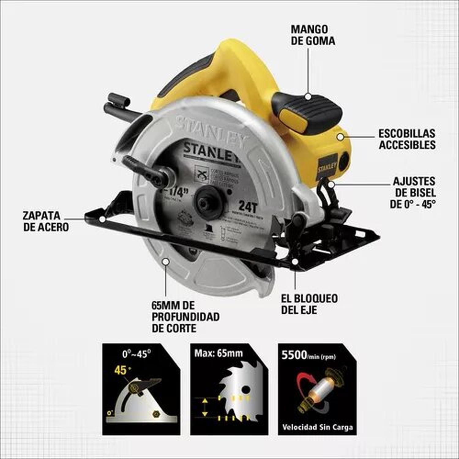 Sierra Circular 1600w + Sierra Caladora Stanley Sc16-sj45-1