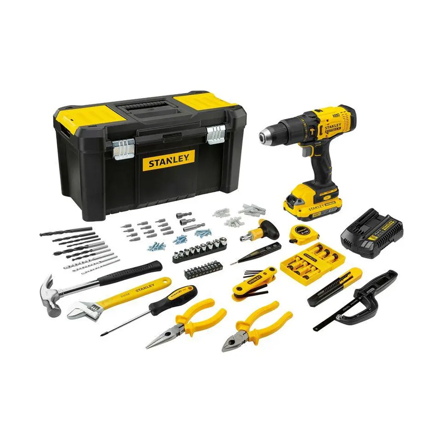 Kit Taladro Percutor Stanley SCD712D1H-B2 + Acc. y Herr. Manuales-0