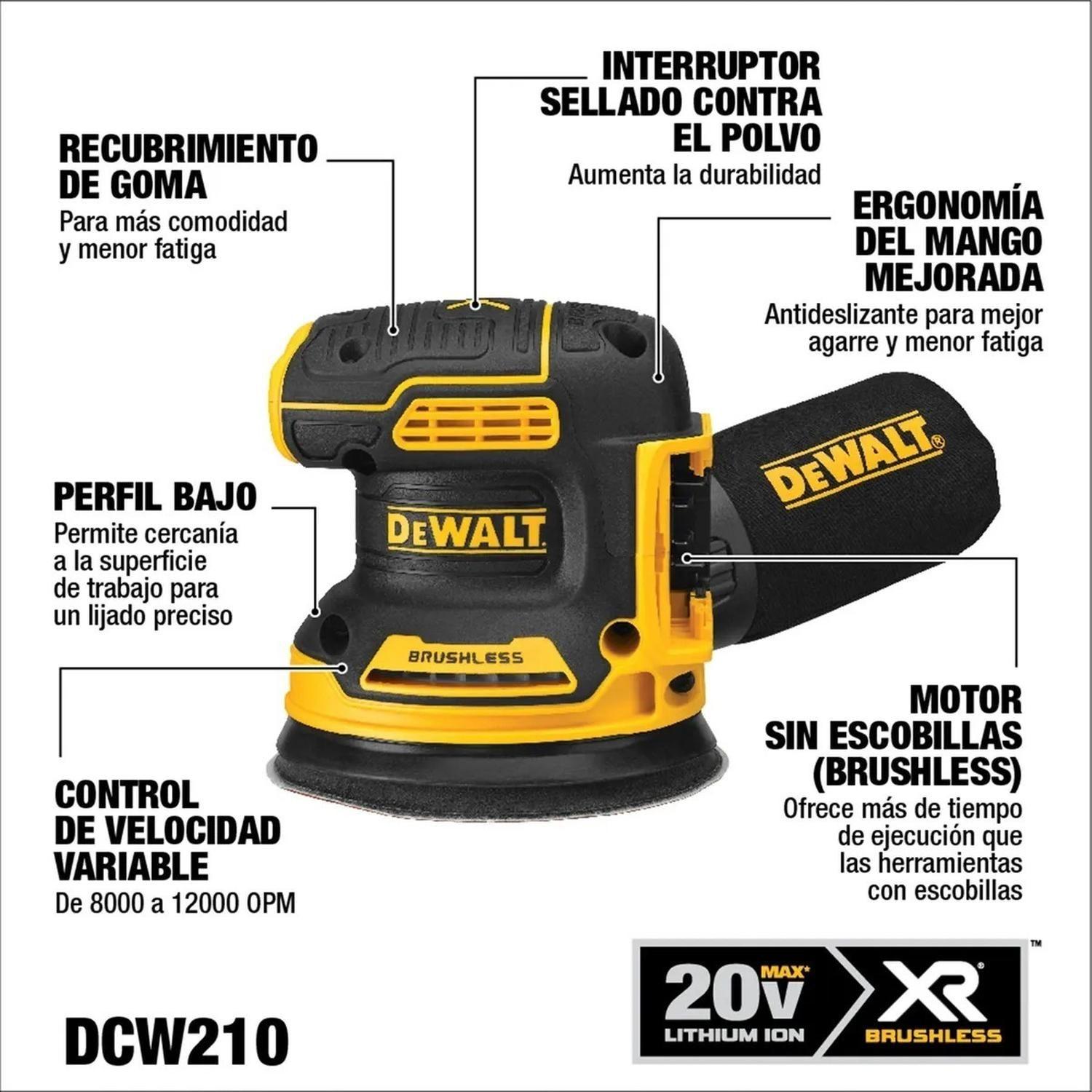 Taladro Perc. + Lijadora 20v + 2 Bat Dewalt Dcd796d2-dcw210b-5