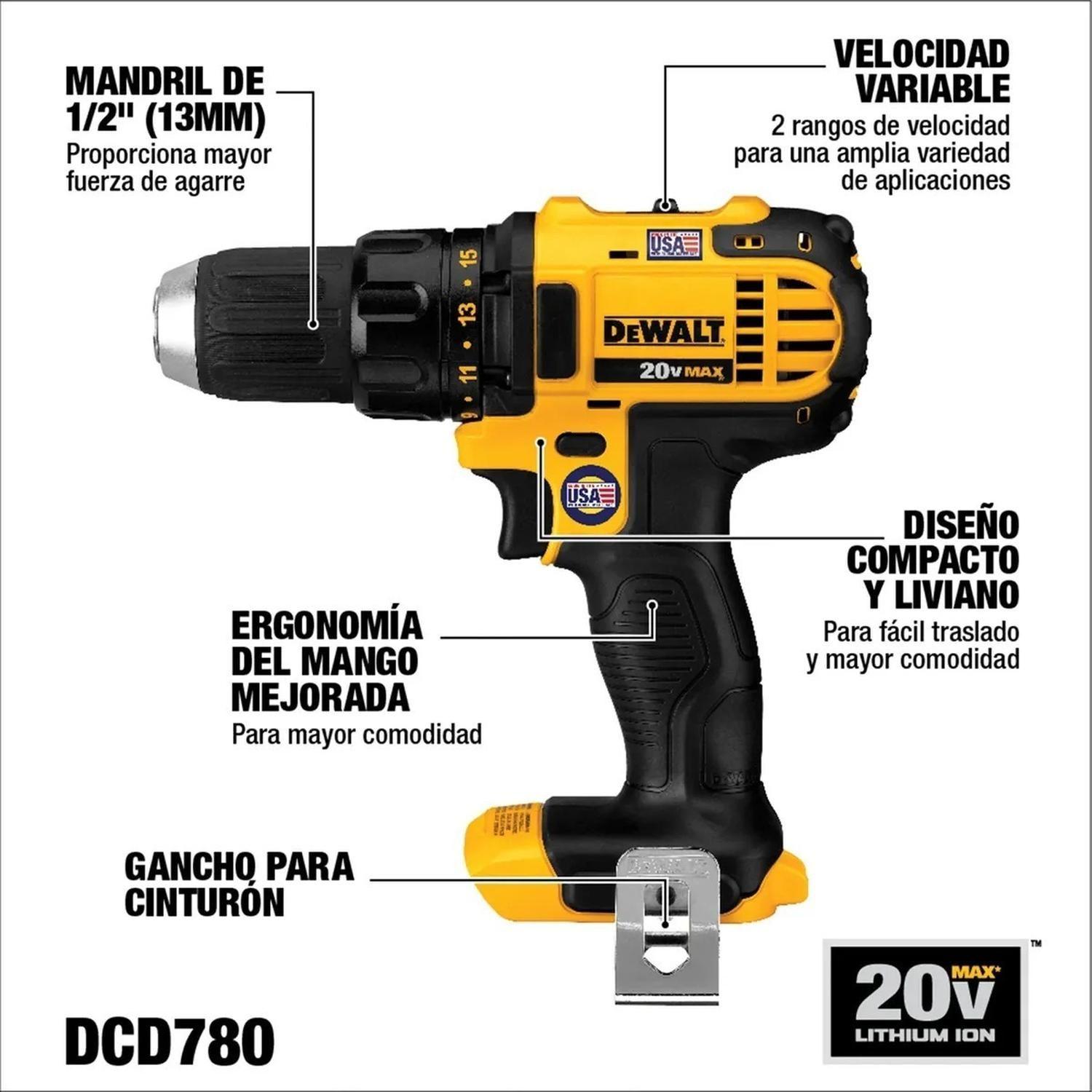 Taladro Dewalt Dcd780b 20v - Made In Usa-1