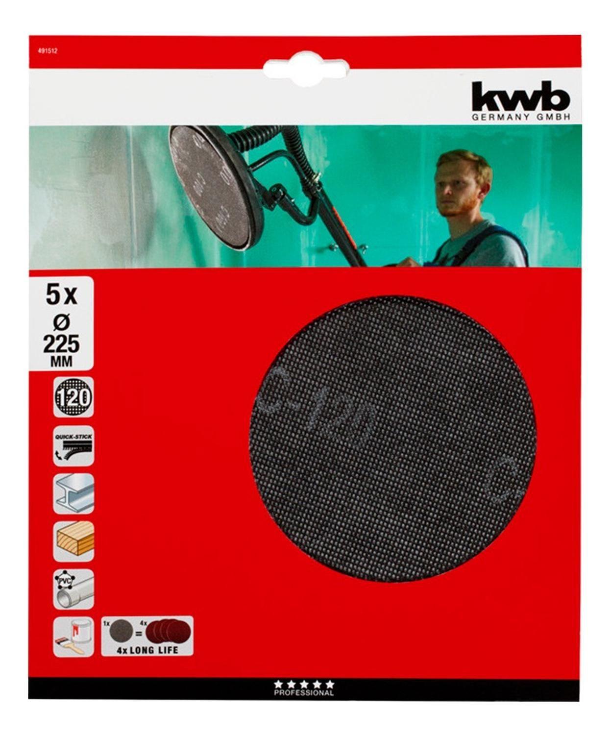 Lija 5 Disco 225mm Grano 120 Tc-dw225 Kwb 491512-2