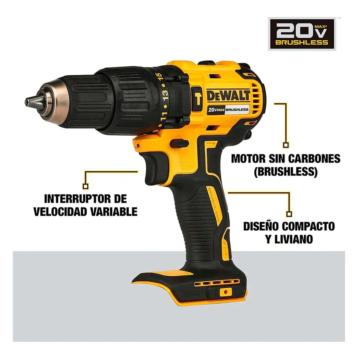 Taladro Percutor 1/2 20v Brushless Dewalt DCD7781B-2