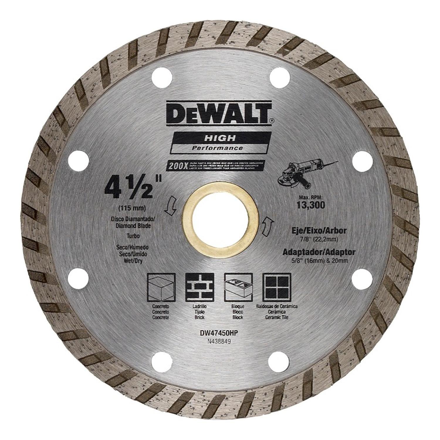 Disco Diamantado Ranurado Concreto 4 1/2 Dewalt Dw47450hp-0