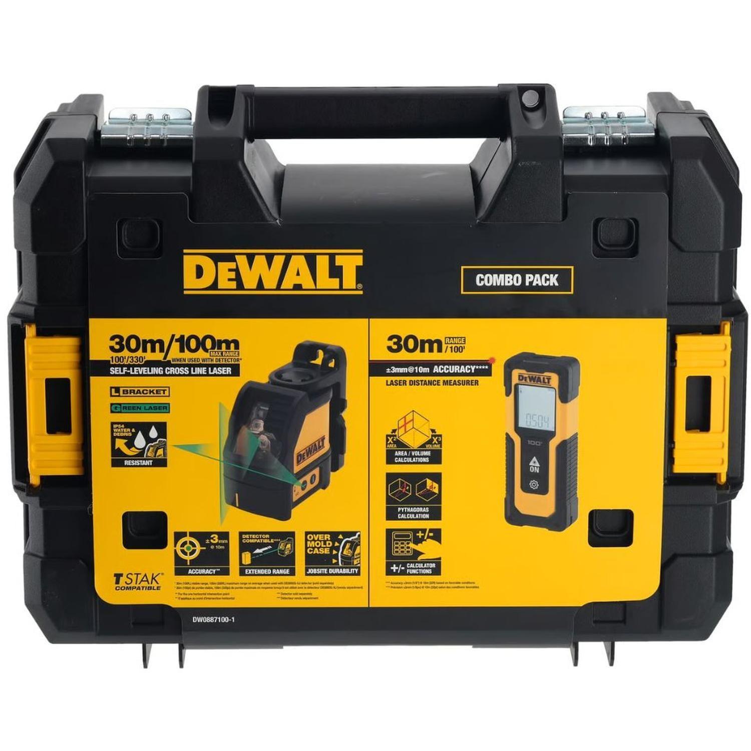 Kit Nivel Laser Linea Cruzada Medidor 30m Dewalt DW0887100-1-0