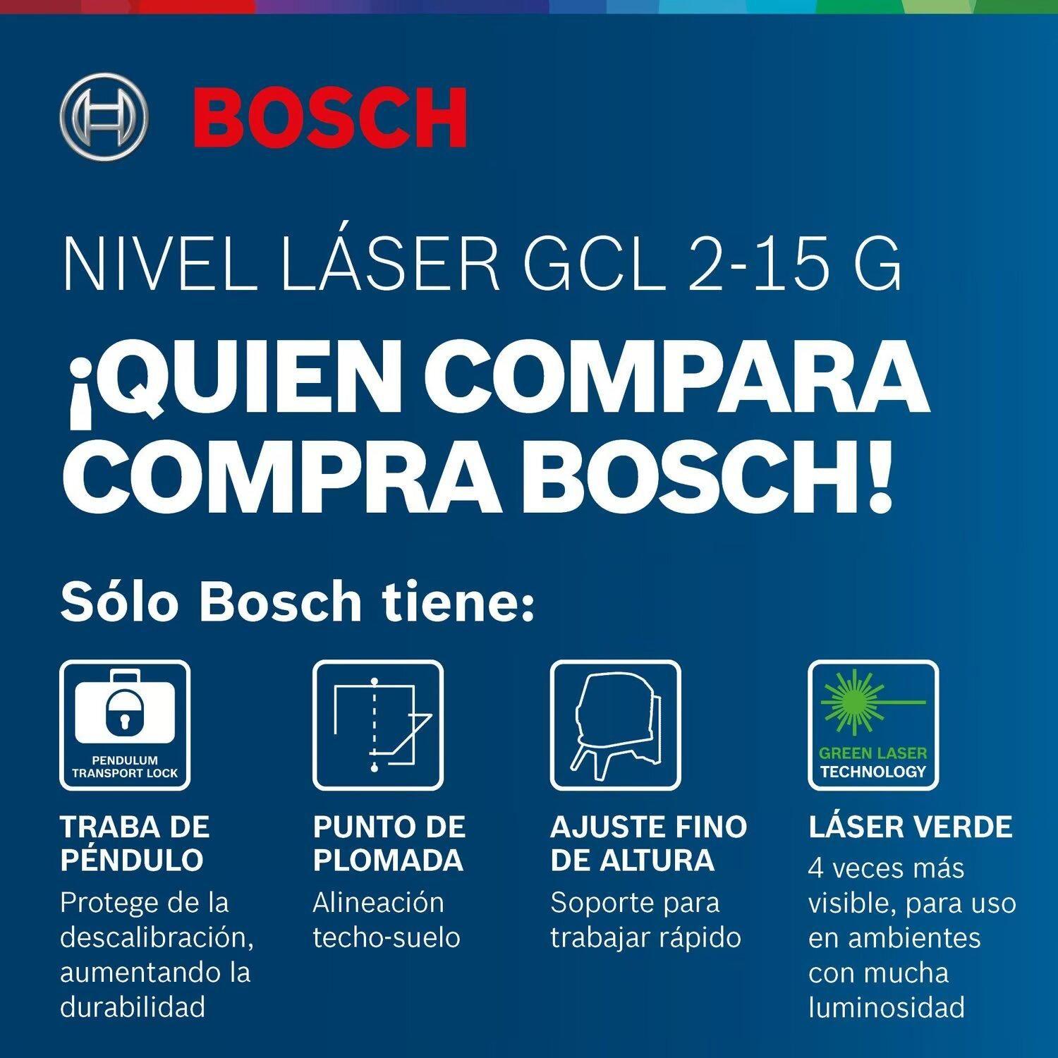 Nivel Lasér Verde Lineas Y Punto Bosch Gcl2-15g Envio Gratis-7