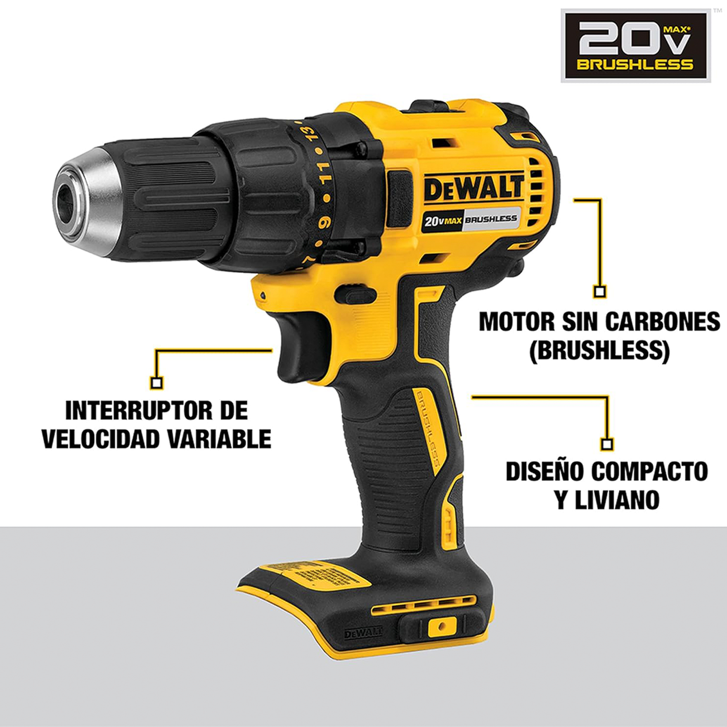Kit Taladro Atornillador Inal 13mm 20V MAX Dewalt DCD7771D2-B2-2