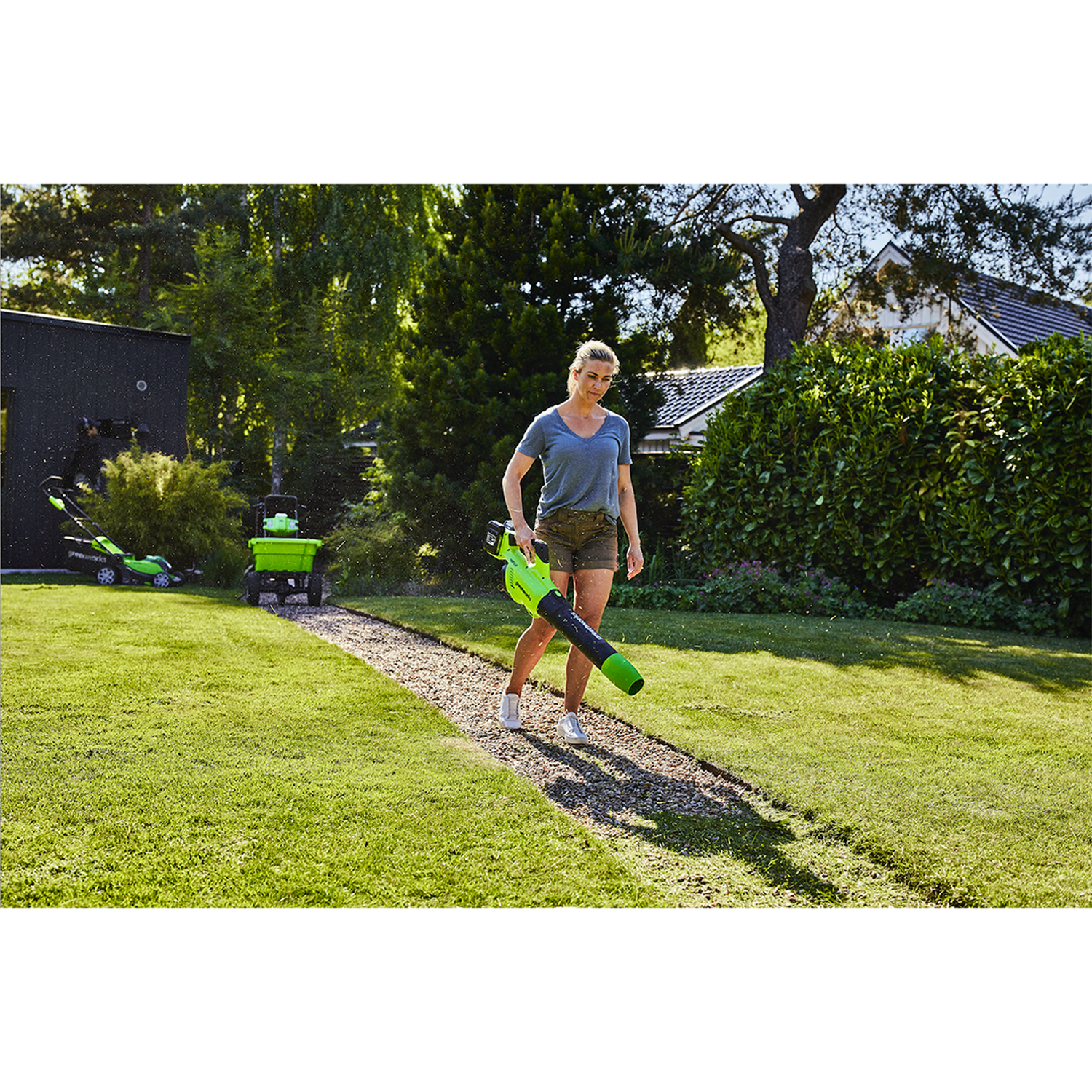 Soplador Inal. Greenworks 48V + Carg y 2 Bat 2.0 AH - 2405007UC-2