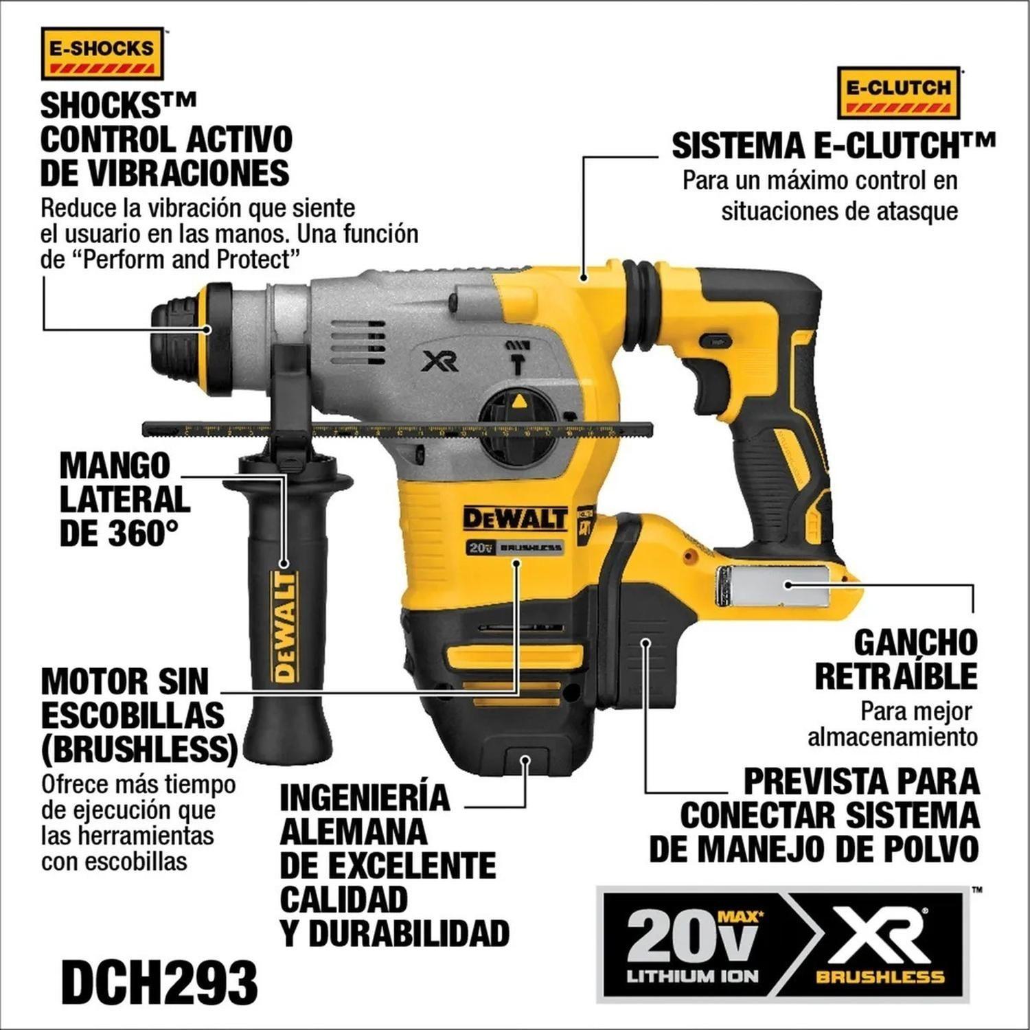 Rotomartillo Inalámbrico Dewalt Dch293b - 20v - Sin Baterías-1