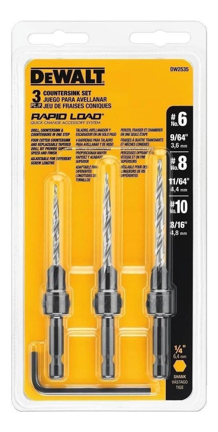 Set 3 Brocas Avellanadoras #6-#8-#10 Dewalt Dw2535-1