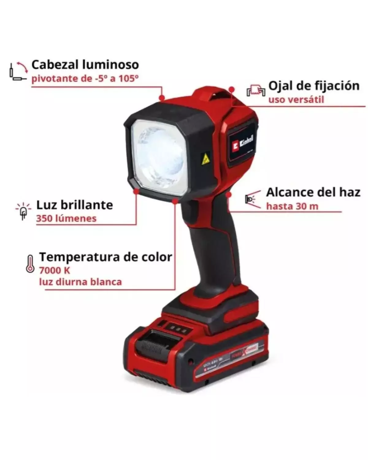 Linterna Inal. Einhell Tc-cl 18/350 Li - Sin Baterías-2