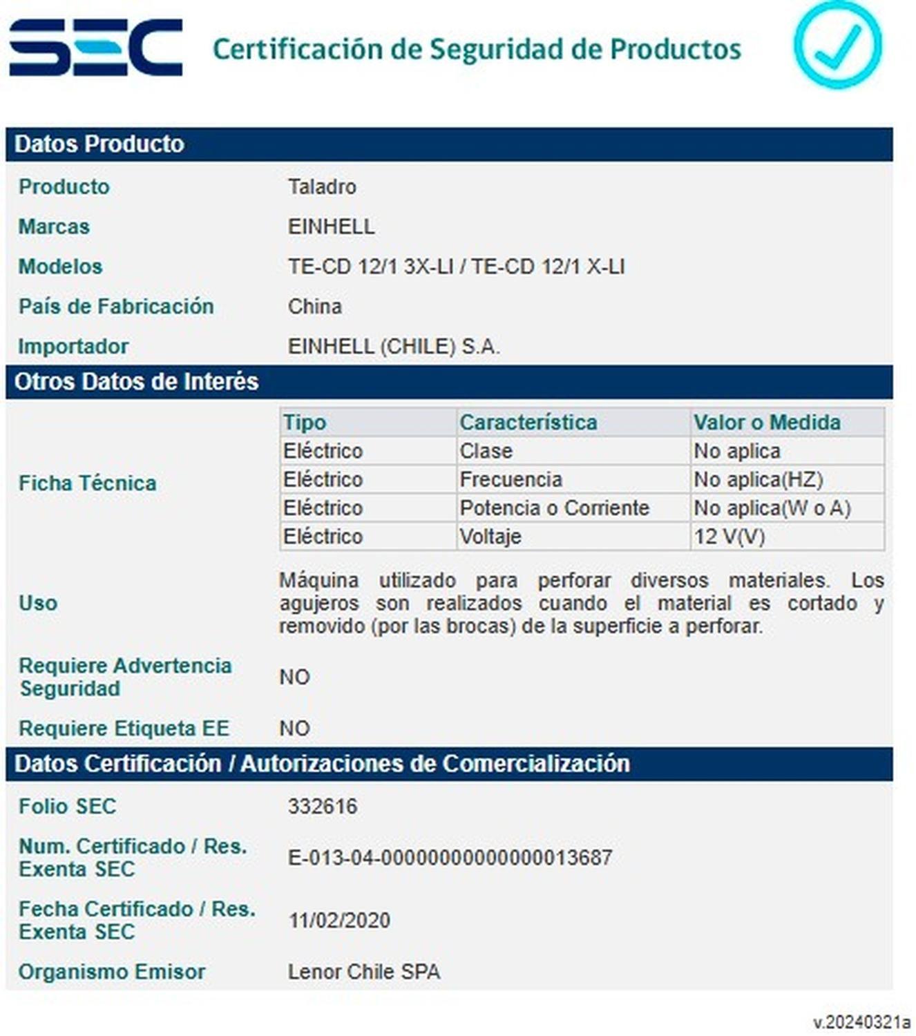 Taladro Inalámbrico Einhel Te-cd 12/1 X-li (1×2,0ah)-5