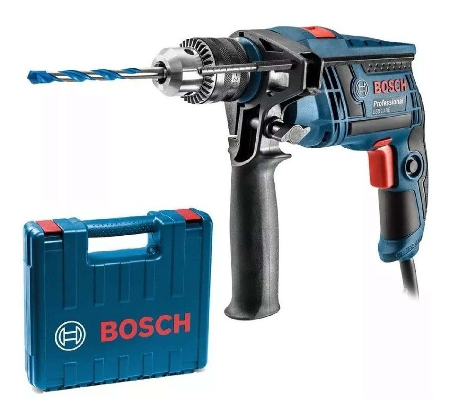 Taladro Percutor Bosh Gsb 13 Re Profesional + Brocas Y Malet-0