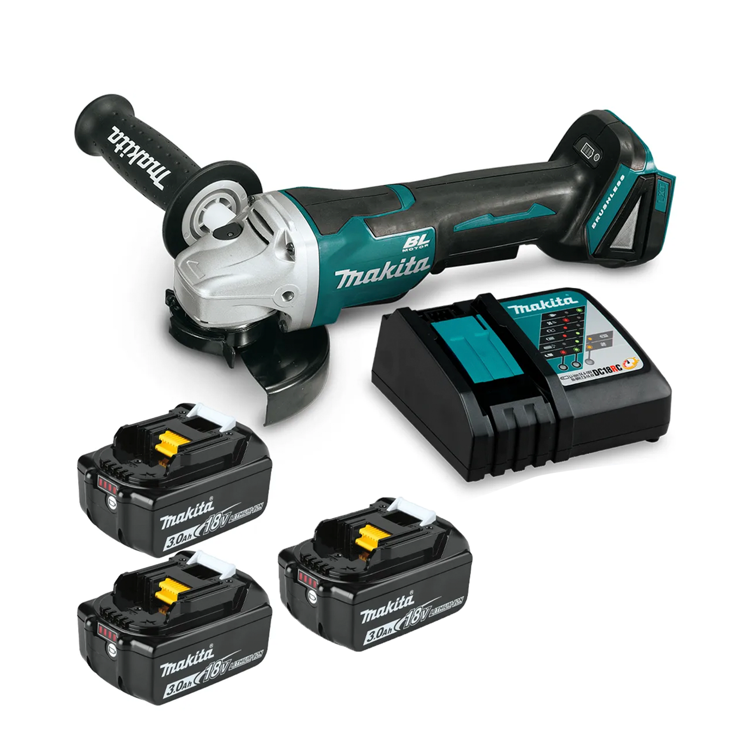 Kit Esmeril Angular Inal 4 1/2" 18V Makita DGA458RFE + Bat Adicional 3ah de Regalo-0