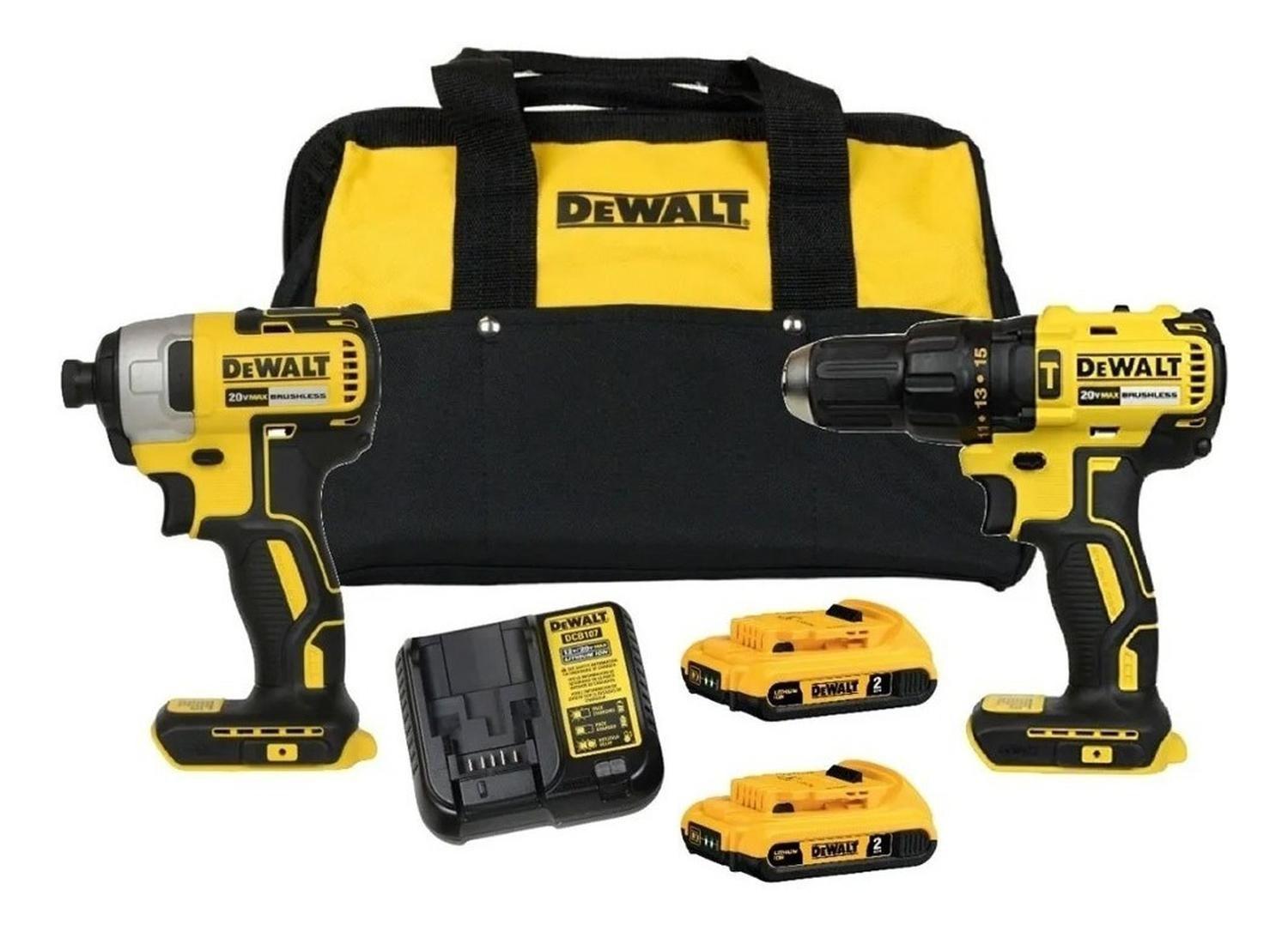 Kit Taladro Percutor + Atornillador De Impacto Dewalt 20v Bl-0
