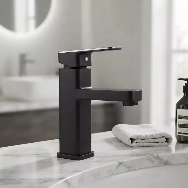 lGrifo Ba o Llave Monomando lavamano Acero Inoxidable Negro-1