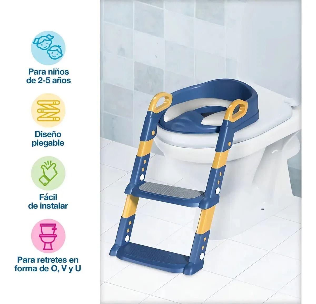 Escalera Adaptador Azul Inodoro Wc Acolchado Para Niños y Niñas -1