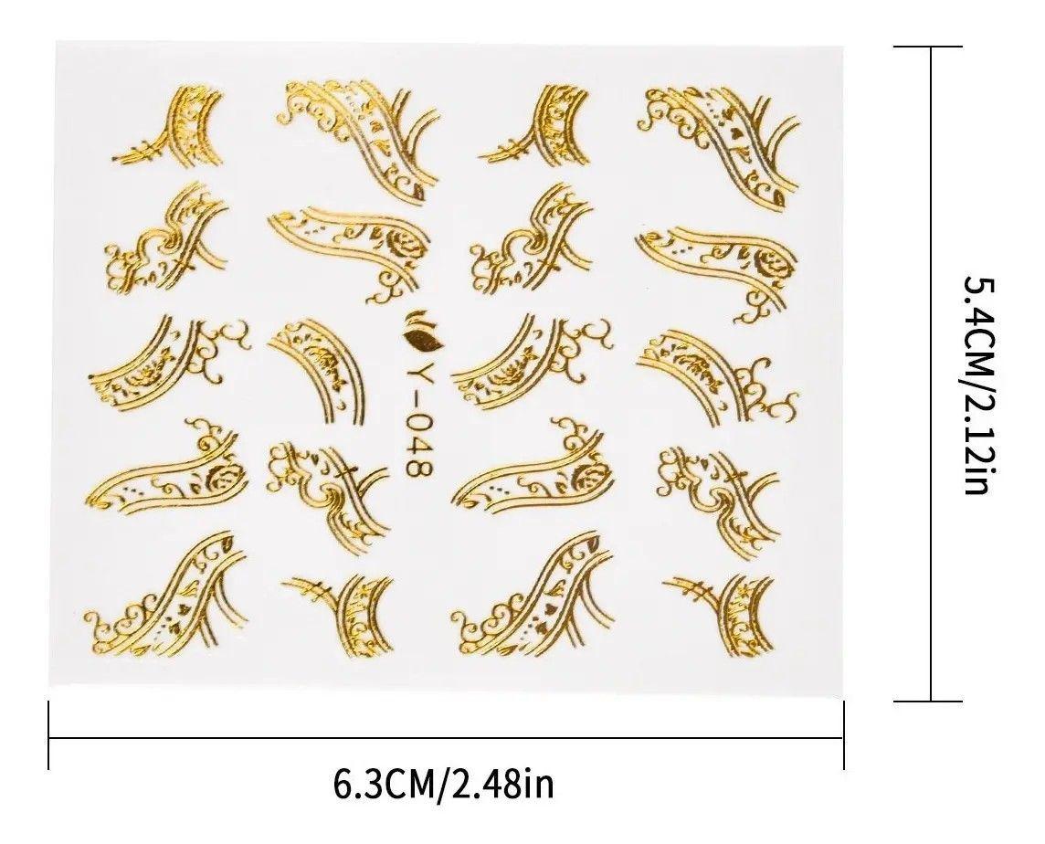 30hojas Pegatinas Decoraci n U as L ser Dorado Plata Sticker-2