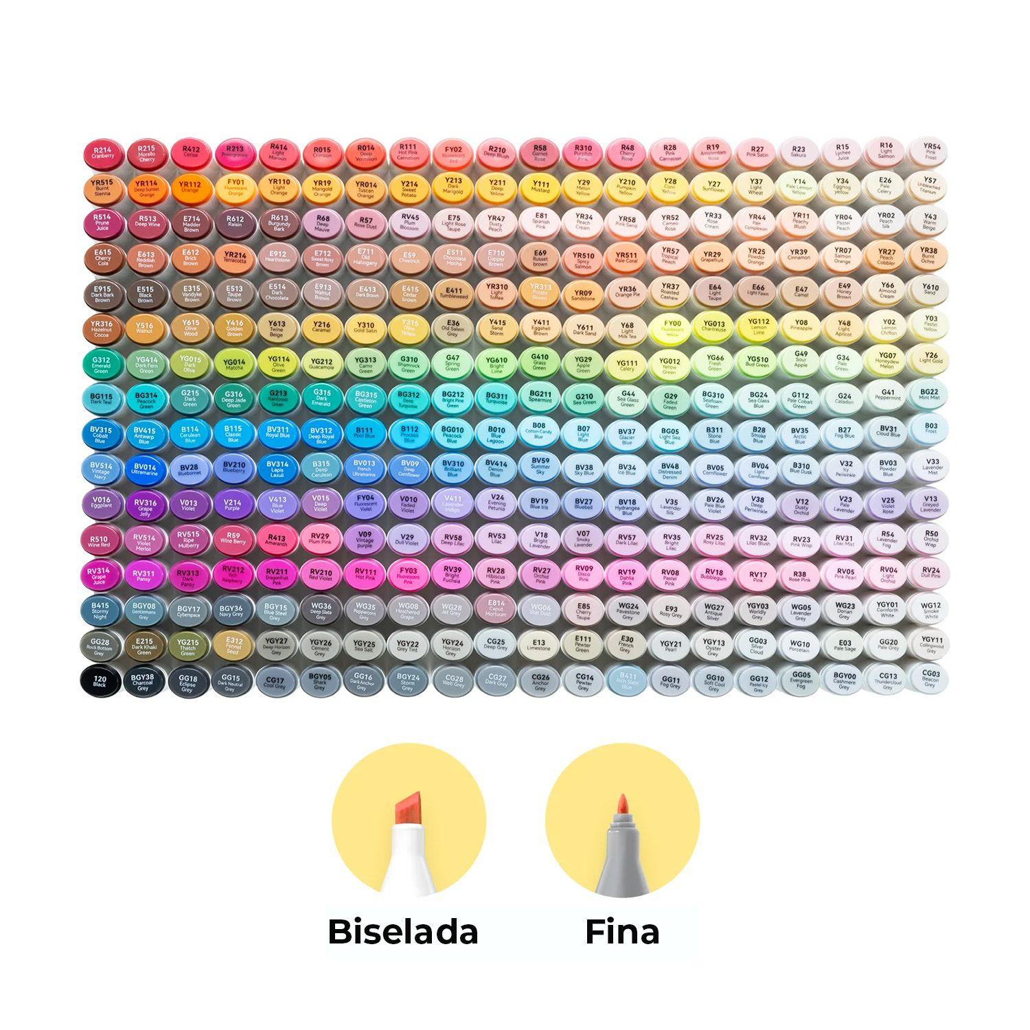 Ohuhu 320 Marcadores Alcohol + 1 Blender Oahu Fina&Biselada-2