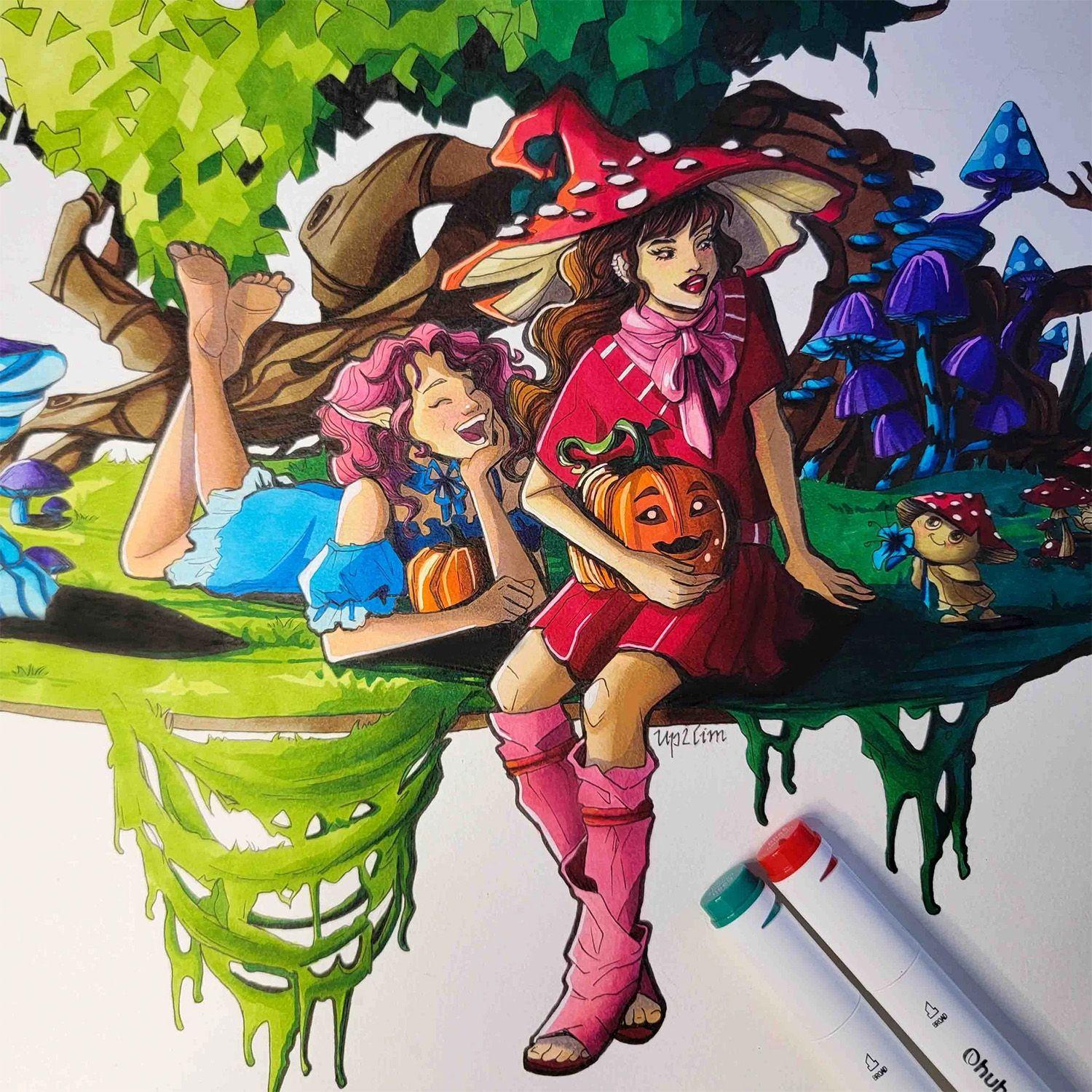 Ohuhu 320 Marcadores Alcohol + 1 Blender Oahu Fina&Biselada-7