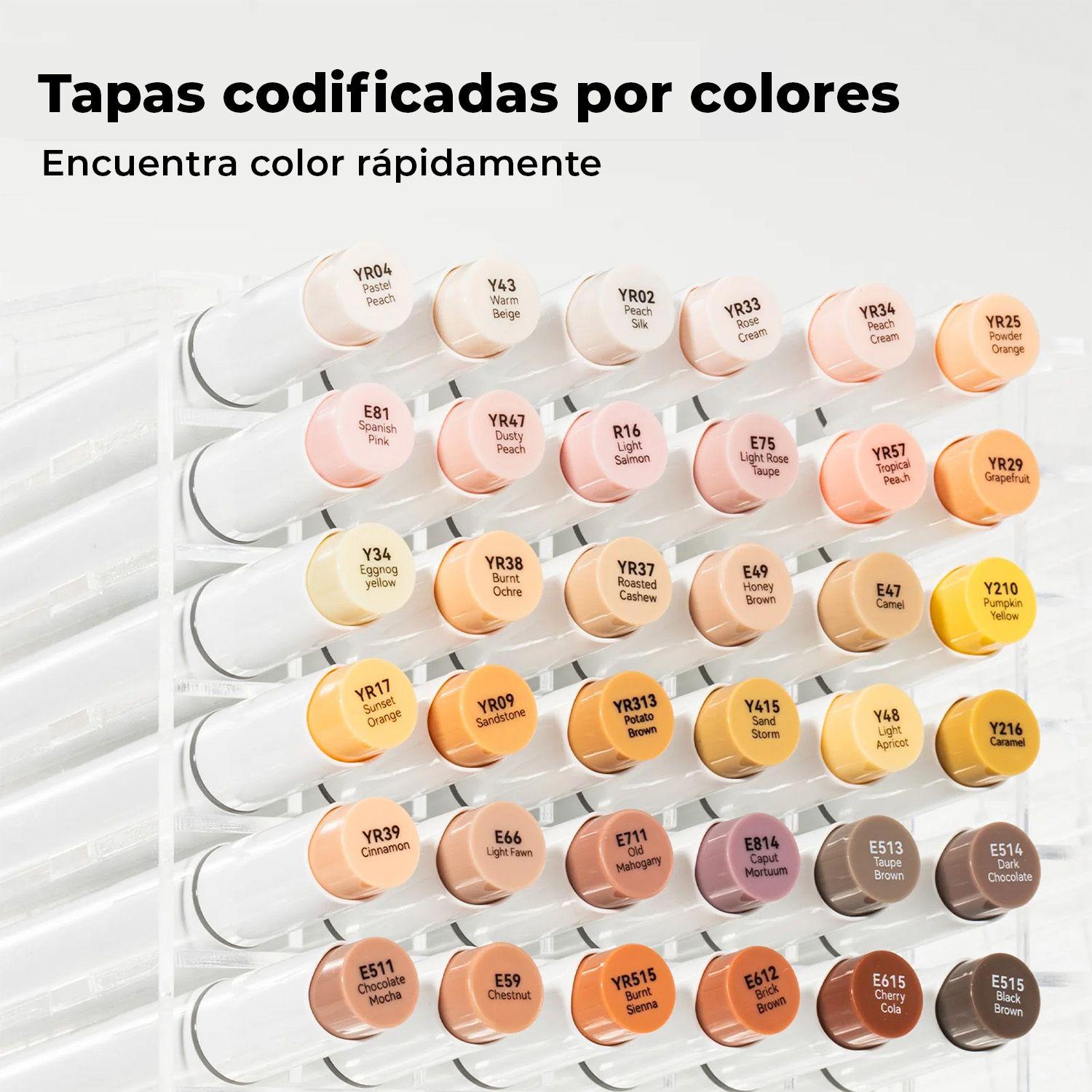 Ohuhu 36 Marcadores Base Alcohol Tonos Piel Pincel & Fina-3