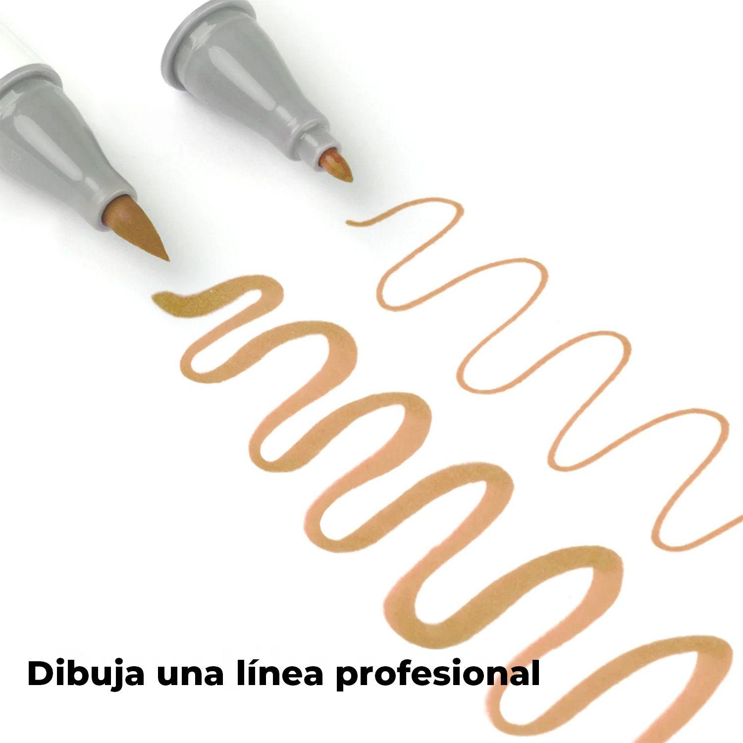 Ohuhu 36 Marcadores Base Alcohol Tonos Piel Pincel & Fina-5