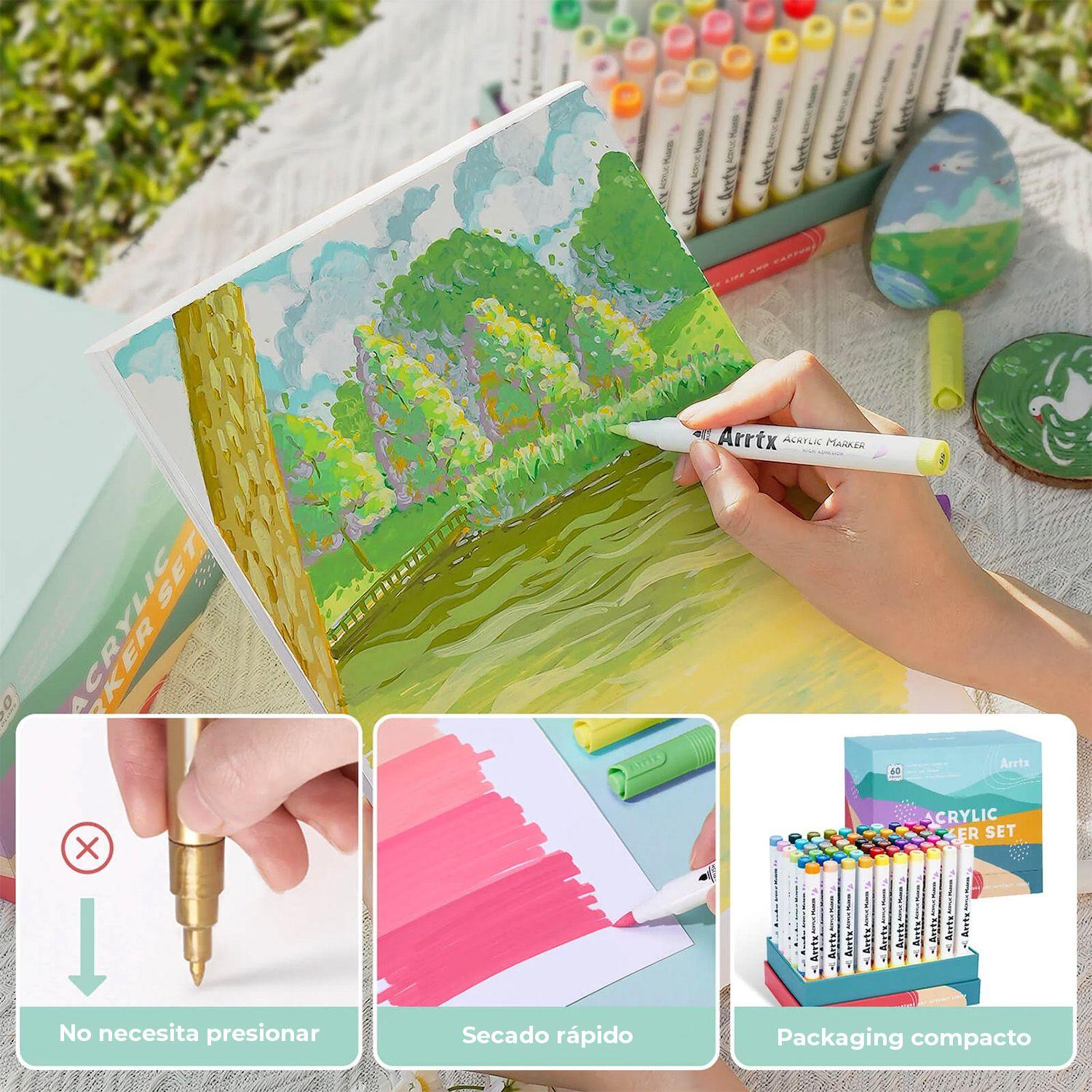 Arrtx 60 Marcadores Acrílicos Punta Pincel 60C - Paisajes-3