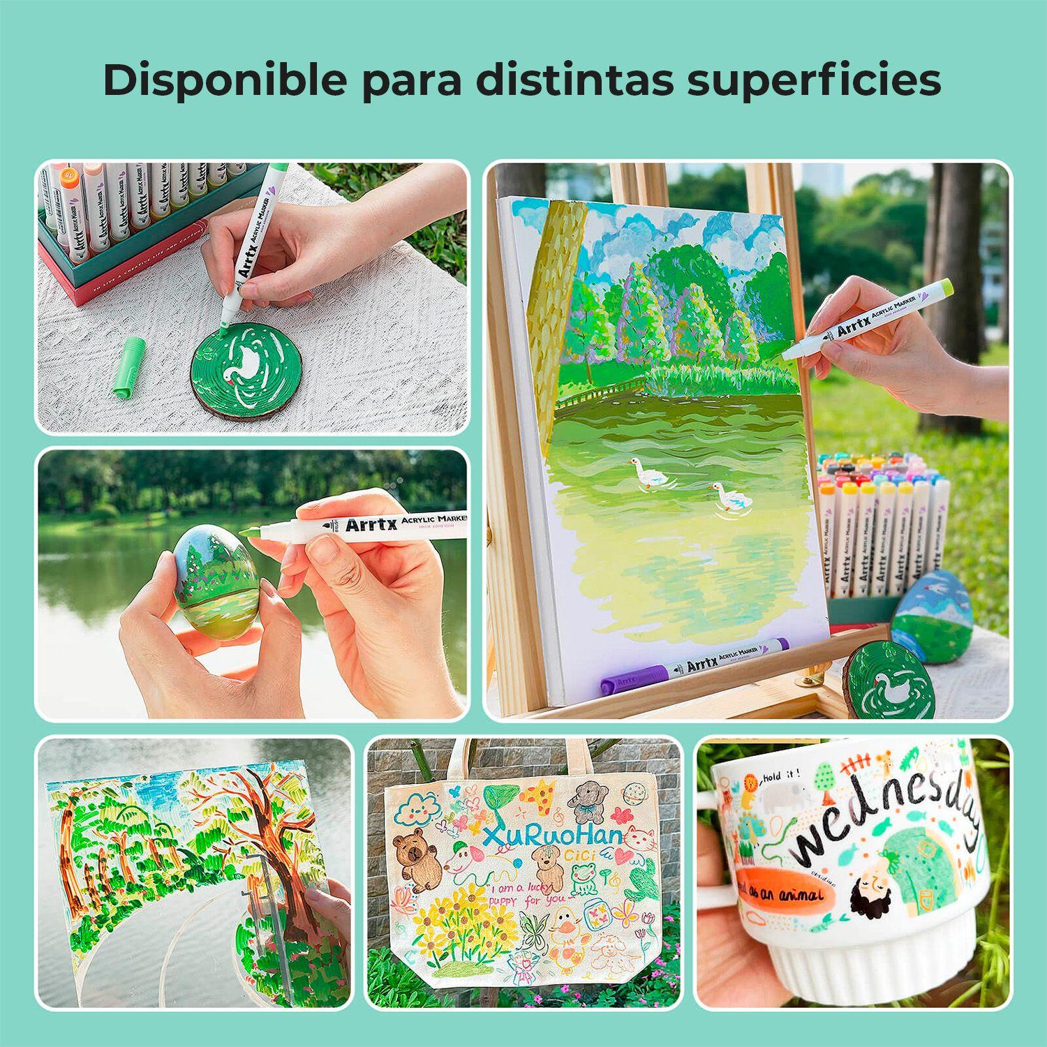 Arrtx 60 Marcadores Acrílicos Punta Pincel 60C - Paisajes-6