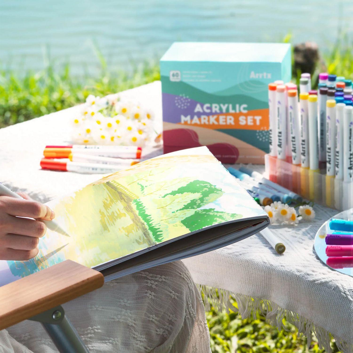 Arrtx 60 Marcadores Acrílicos Punta Pincel 60C - Paisajes-8