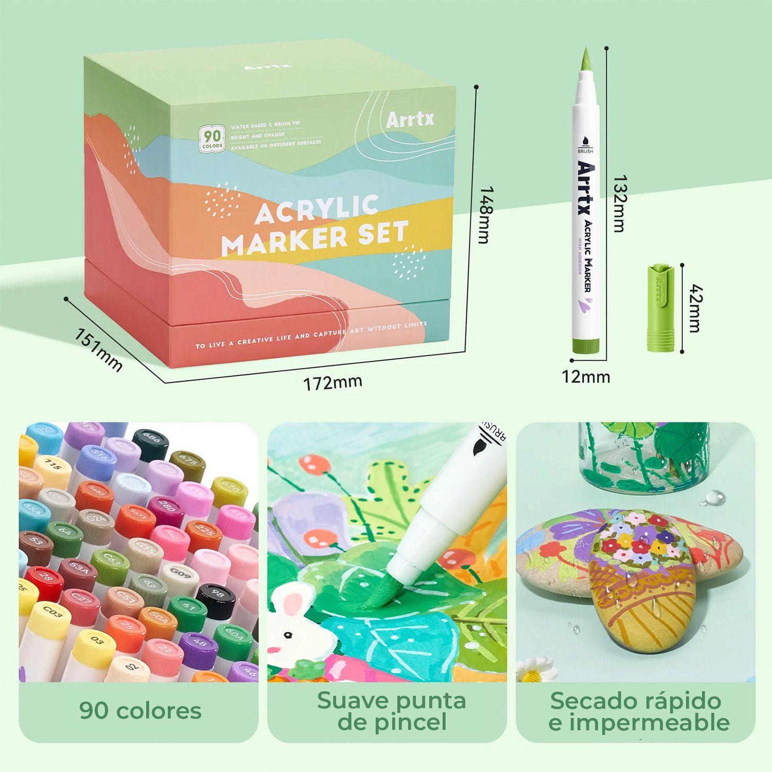 Arrtx 90 Marcadores Acrílicos Punta Pincel 90B - Paisajes-2