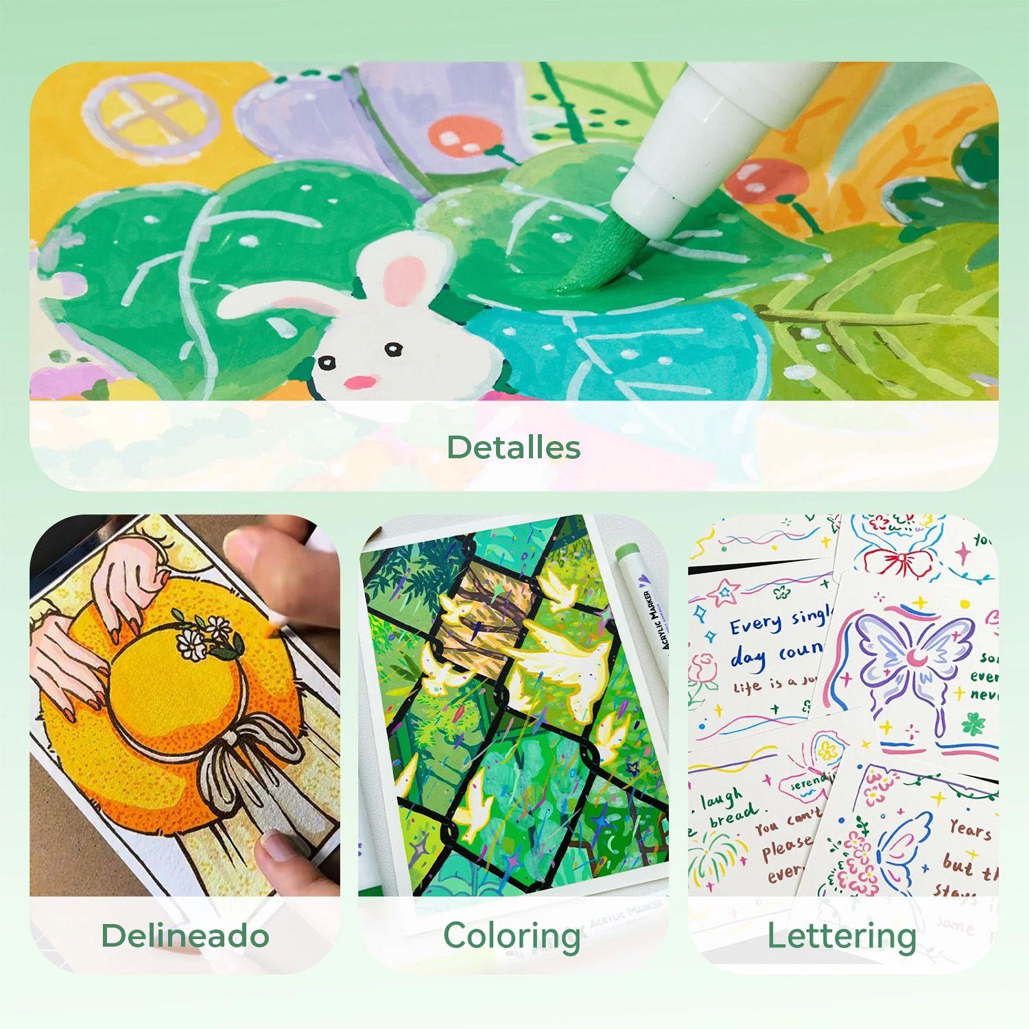 Arrtx 90 Marcadores Acrílicos Punta Pincel 90B - Paisajes-3