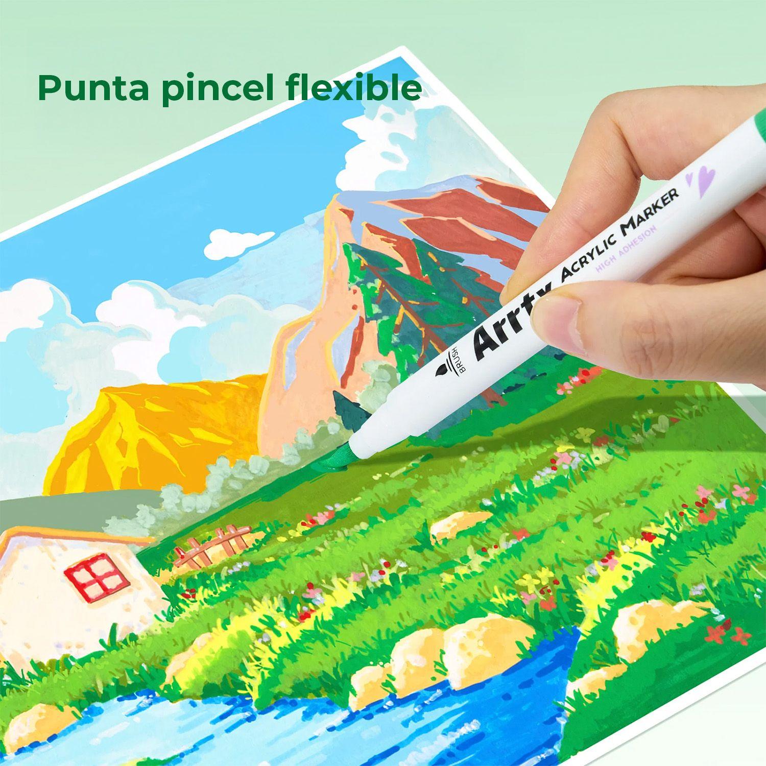 Arrtx 90 Marcadores Acrílicos Punta Pincel 90B - Paisajes-6