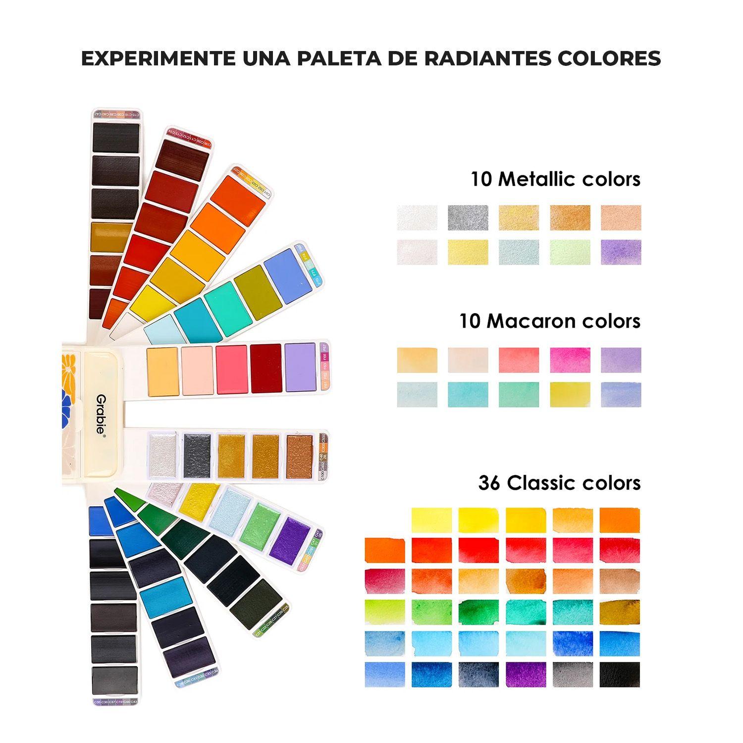 Grabie Set de Acuarela Plegable de 56 colores con Pincel-3