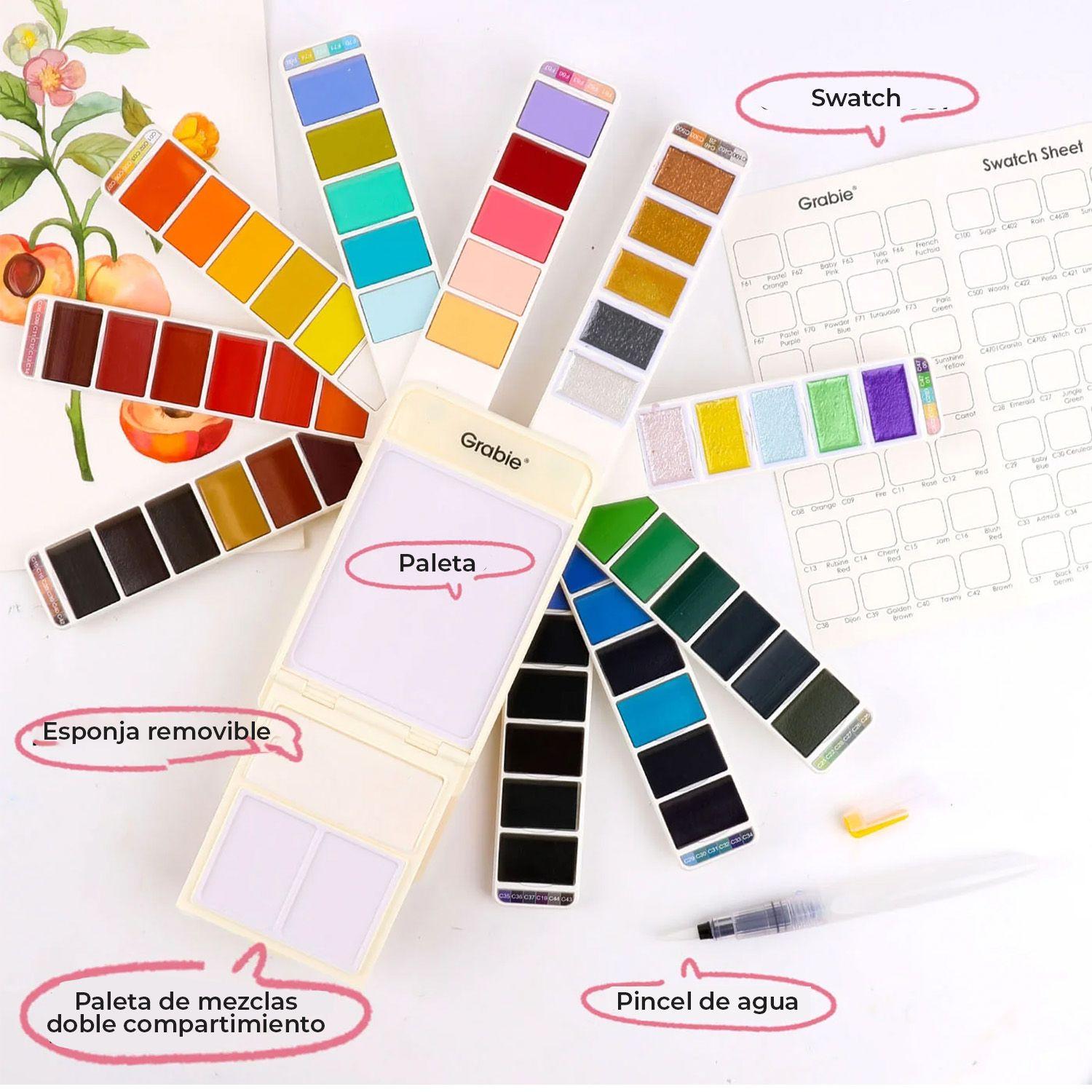 Grabie Set de Acuarela Plegable de 56 colores con Pincel-4