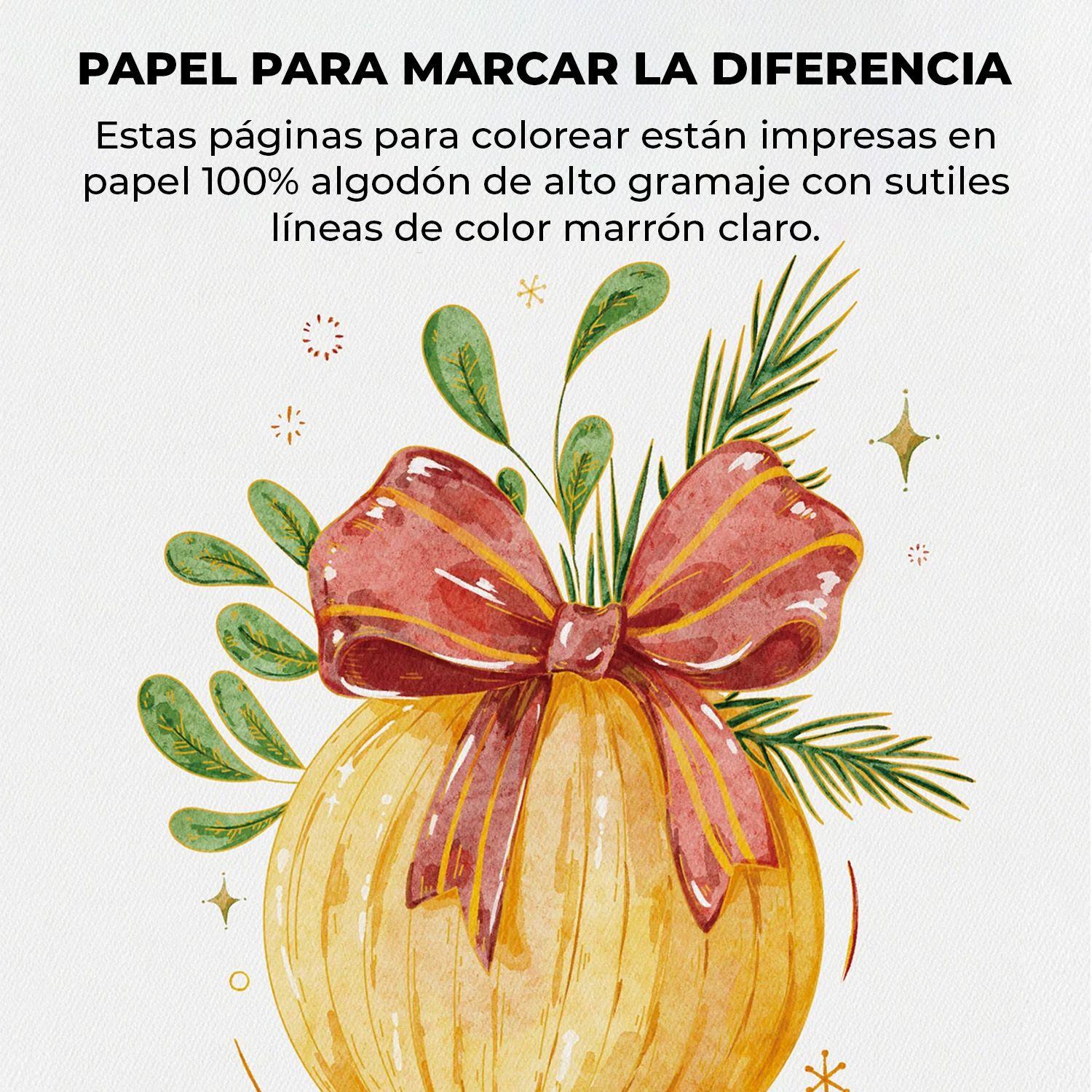 Libro Acuarela Colorear 100% Algodón 15hojas A5 300g Navidad-3