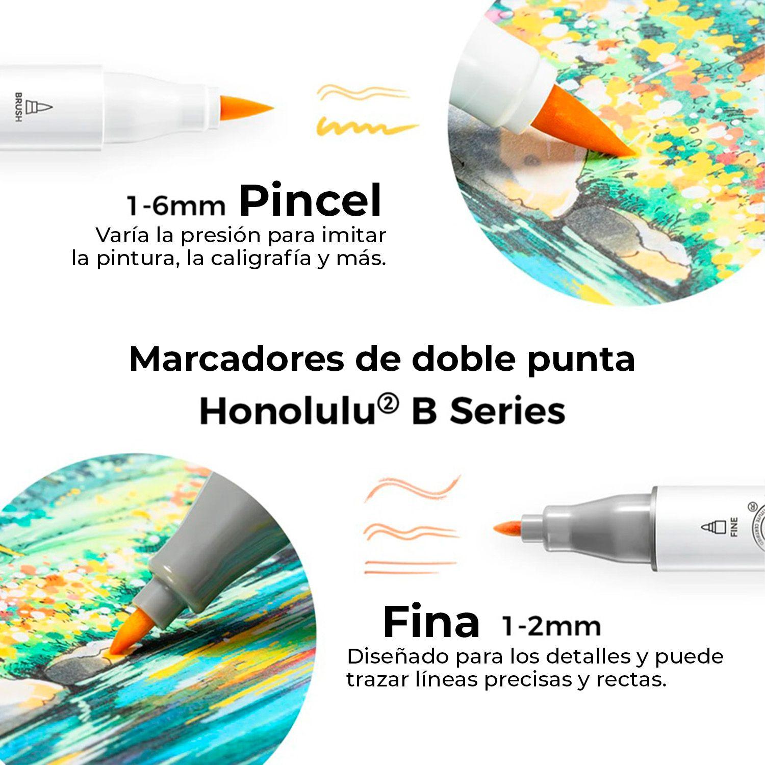 Ohuhu 120 Marcadores Alcohol Basicos + 1 Blender Pincel&Fina-3
