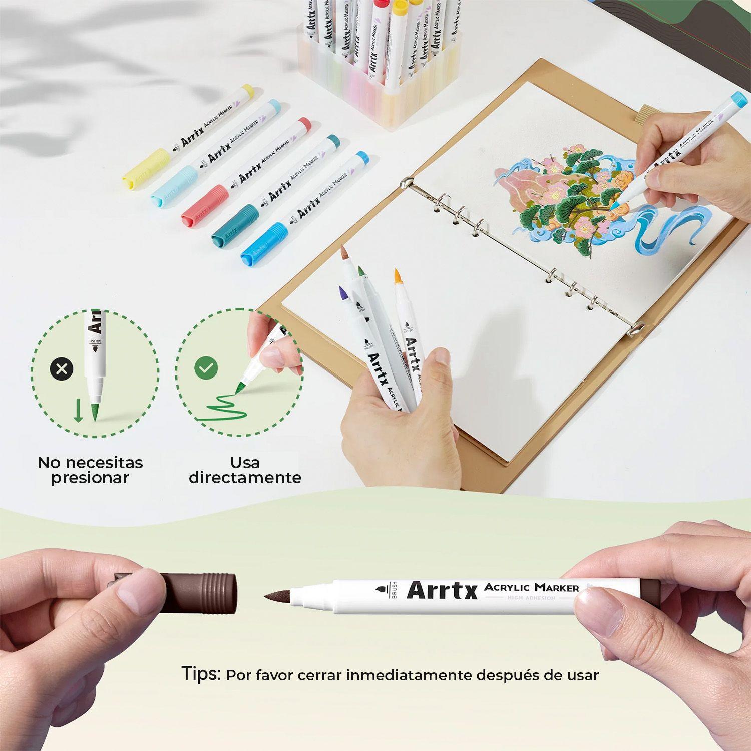Arrtx 90 Marcadores Acrílicos Punta Pincel 90A-2