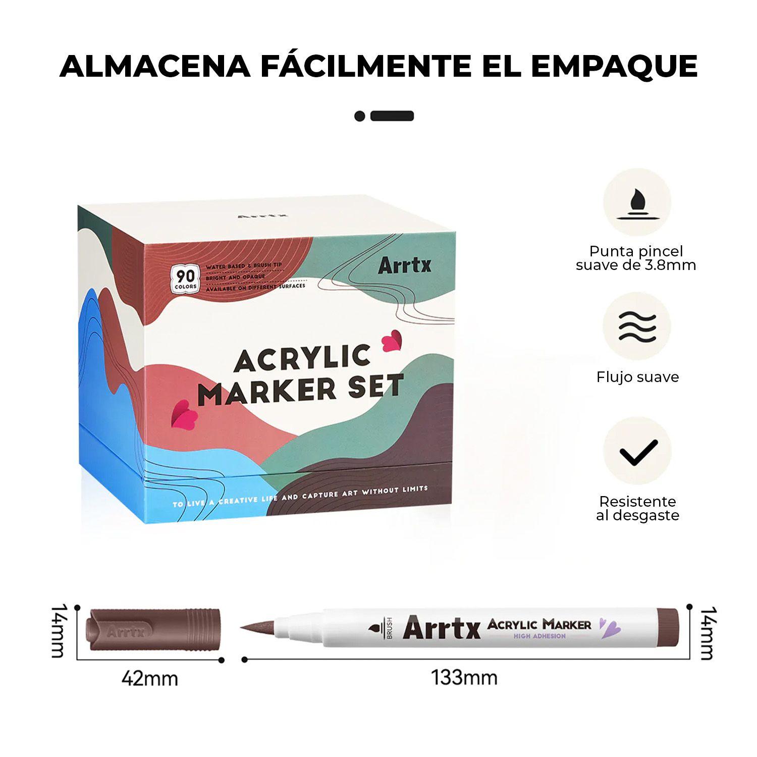 Arrtx 90 Marcadores Acrílicos Punta Pincel 90A-3