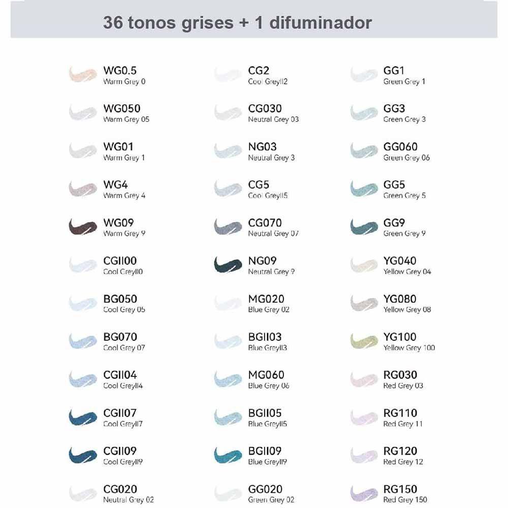 Ohuhu 36 Marcadores De Alcohol + 1 Blender. Pincel&biselada-2