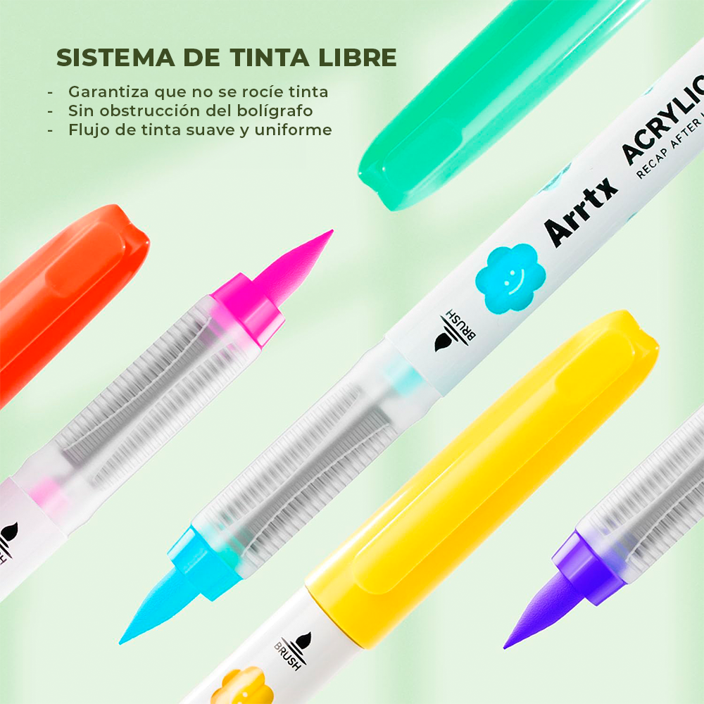 Arrtx Marcadores acrílicos de 36 colores (punta pincel)-2