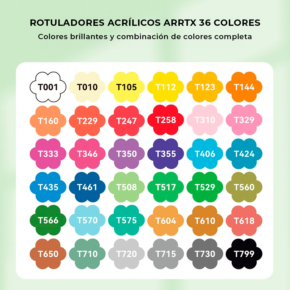 Arrtx Marcadores acrílicos de 36 colores (punta pincel)-4