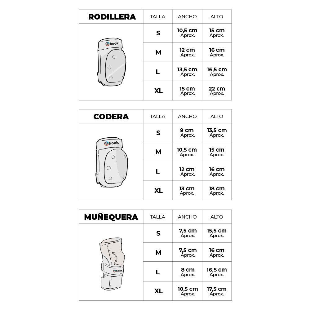 Set De Protecciones Adulto Hook Black M-3