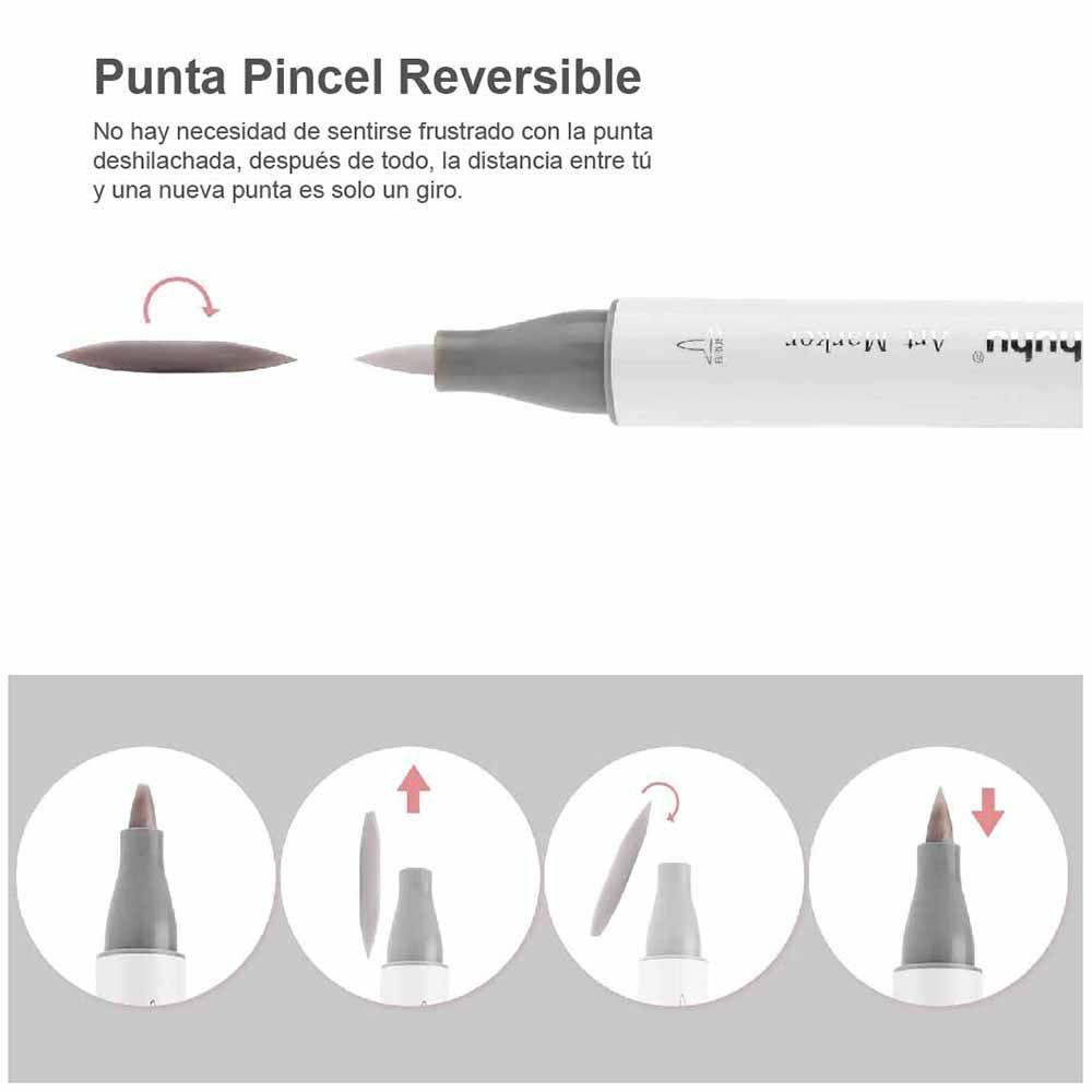 Ohuhu 36 Marcadores Alcohol Tonos Grises Pincel&Biselada-2