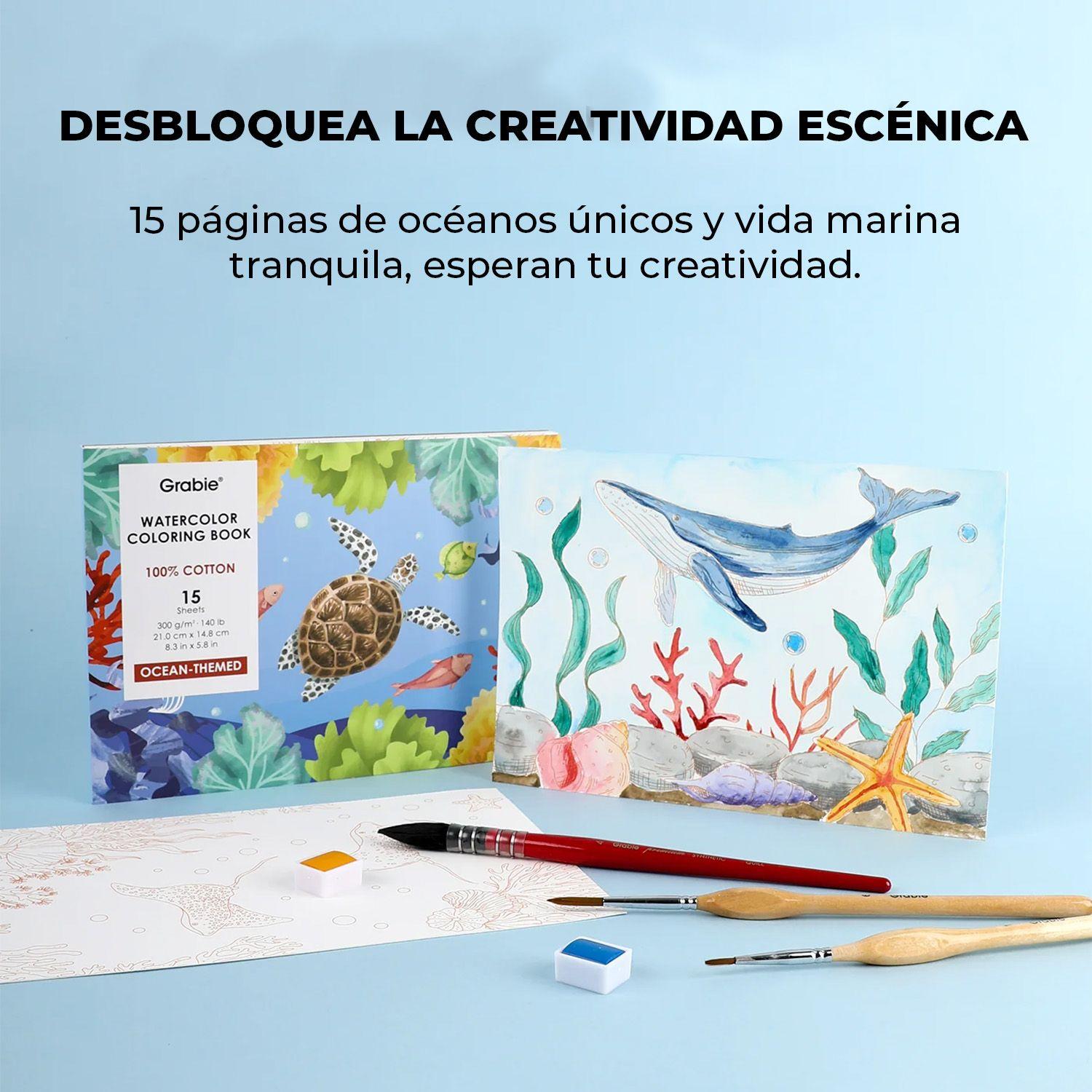 Grabie Club Box: Kit de Acuarela + Libro de Temática Oceaño-4