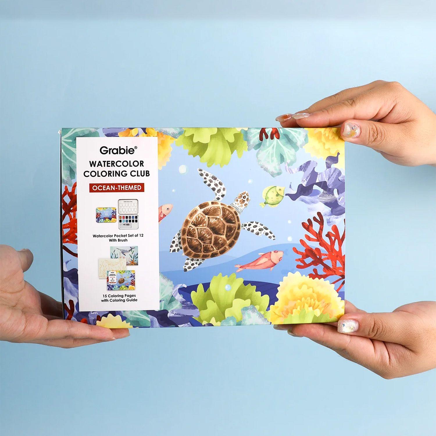 Grabie Club Box: Kit de Acuarela + Libro de Temática Oceaño-8
