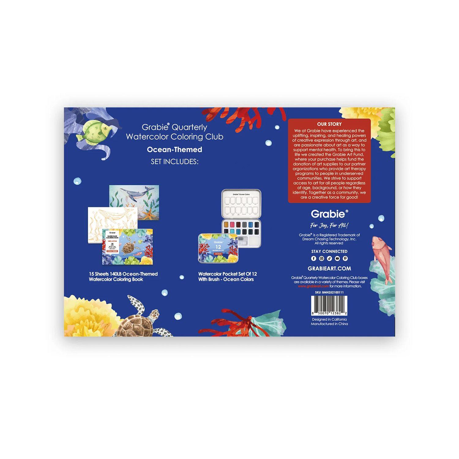 Grabie Club Box: Kit de Acuarela + Libro de Temática Oceaño-9