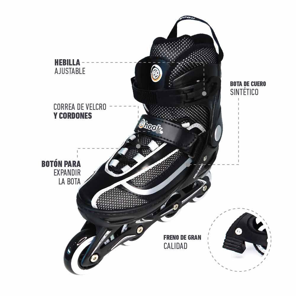 Patines En Linea Extensible Hook Fitness Negro-4