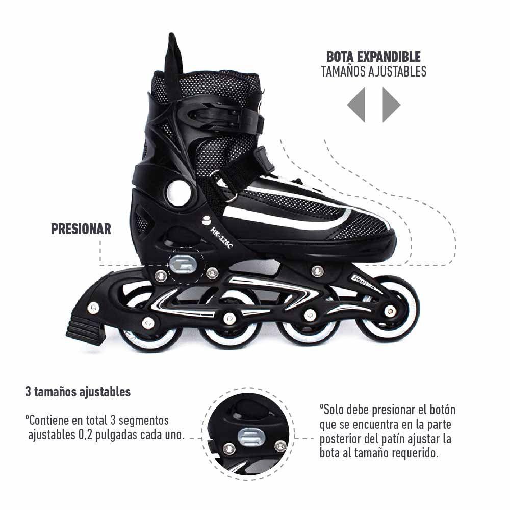 Patines En Linea Extensible Hook Fitness Negro-5