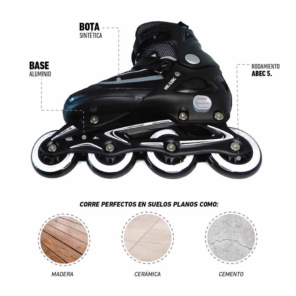 Patines En Linea Extensible Hook Fitness Negro-6